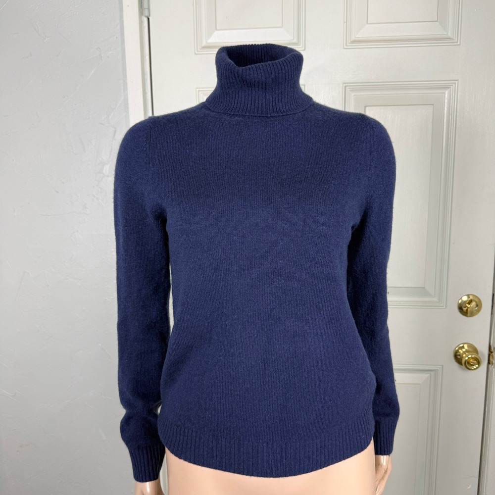SOFT by NADAAM Women's Sweater S 100% Cashmere L/S Turtleneck Navy OO25
